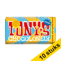 Aanbieding: 10x Tony's Chocolonely Melk Karamel Rice Crisp chocoladereep 180 gram