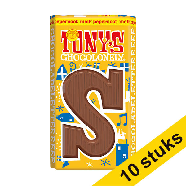 Aanbieding: 10x Tony's Chocolonely Melk Pepernoot S schoenletter 90 gram 137262 - 1