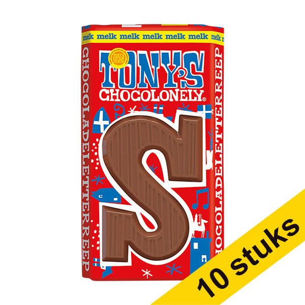 Aanbieding: 10x Tony's Chocolonely Melk S schoenletter  90 gram 137258 - 1