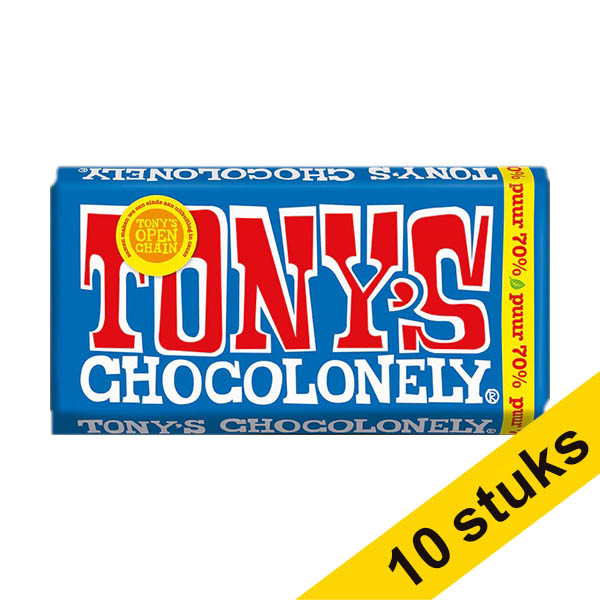 Aanbieding: 10x Tony's Chocolonely Puur 70% chocoladereep 180 gram 137167 - 1