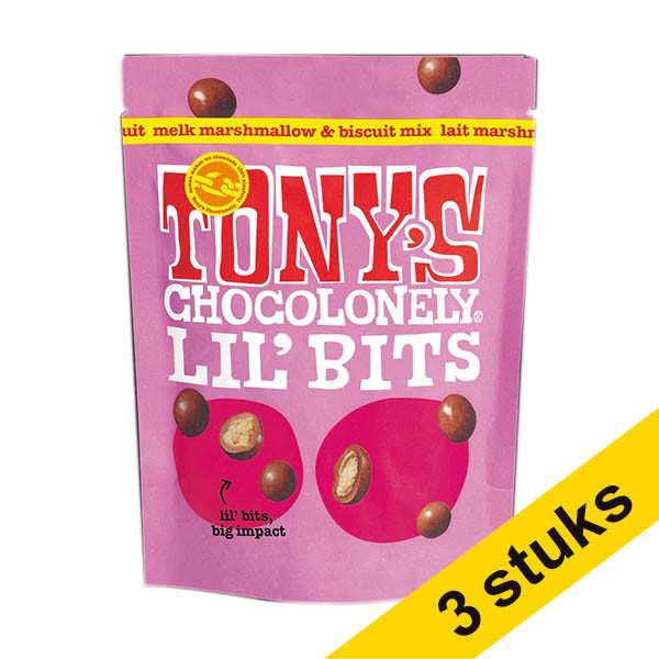 Aanbieding: 3x Tony's Chocolonely LiL'Bits Melk Marshmallow & biscuit mix (150 gram) 137159 - 1