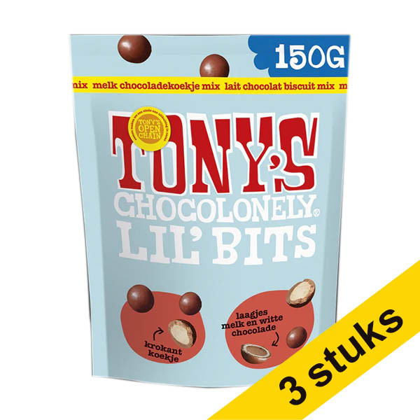 Aanbieding: 3x Tony's Chocolonely LiL'Bits Melk chocoladekoekje mix (150 gram) 137153 - 1