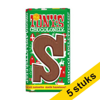 Aanbieding: 5x Tony's Chocolonely Melk Hazelnoot S chocoladeletter 180 gram