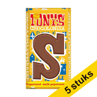 Aanbieding: 5x Tony's Chocolonely Melk Pepernoot S chocoladeletter 180 gram