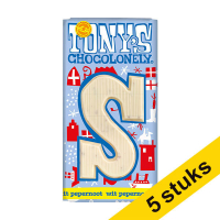 Aanbieding: 5x Tony's Chocolonely Wit Pepernoot S chocoladeletter 180 gram