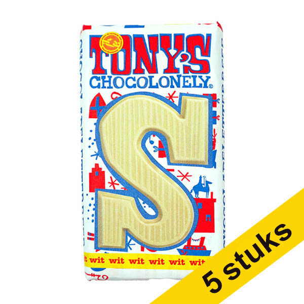 Aanbieding: 5x Tony's Chocolonely Wit S chocoladeletter 180 gram 200291 - 1