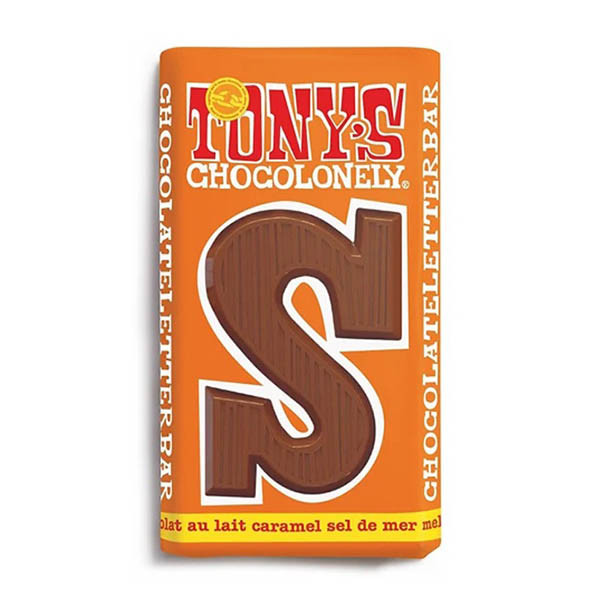 Tony's Chocolonely Melk Karamel Zeezout S chocoladeletter 180 gram 200278 - 1
