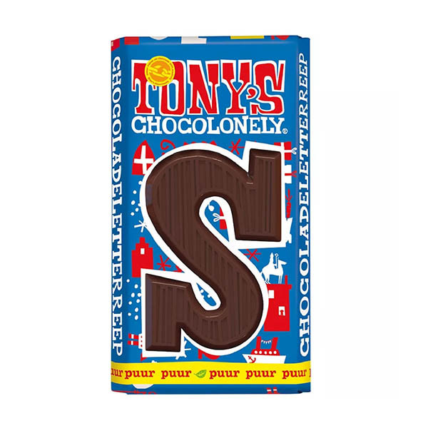 Tony's Chocolonely Puur S chocoladeletter 180 gram 200277 - 1