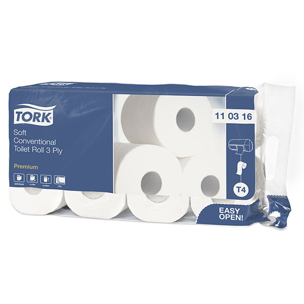 Tork 110316 toiletpapier traditioneel 3-laags 8 rollen geschikt voor Tork T4 dispenser 110316 STO00108 - 1