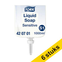 Aanbieding: 6x Tork 420701 vloeibare zeep voor gevoelige huid geschikt voor Tork S1 dispenser (1 liter)