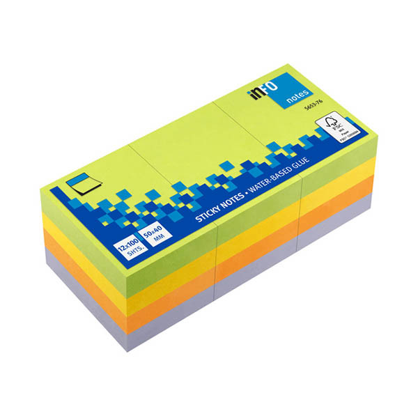 UPM zelfklevende notes spring assorti 50 x 40 mm (12 stuks) 303196 - 1