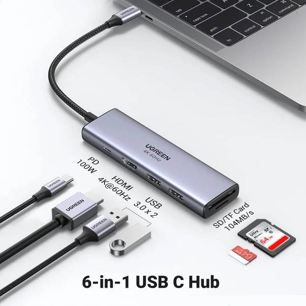 Ugreen USB-C docking station CM511 HDMI 1x (6 in 1) 828636 - 2