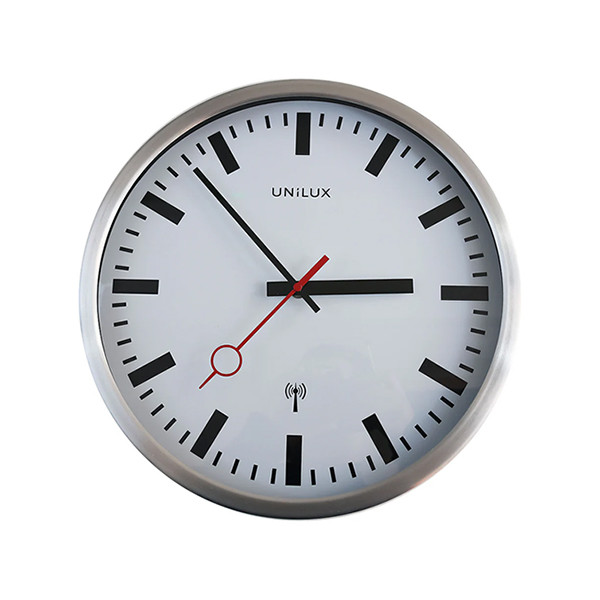 Unilux Station radiogestuurde wandklok metallic grijs 237850 - 1