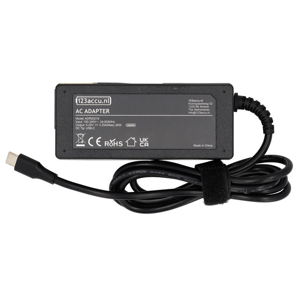 Universele USB-C oplader 65W (5 V - 20 V, 3.25 A, 65 W, 123accu huismerk)  ADR00219 - 2
