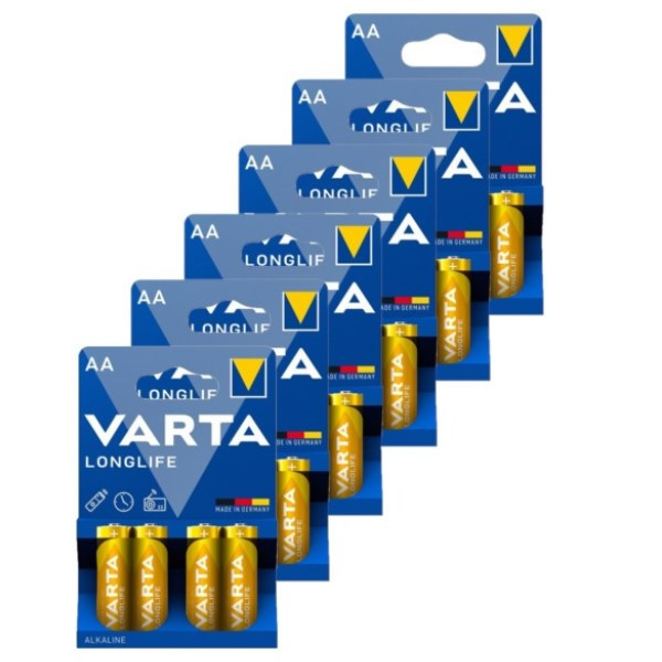 Varta Longlife AA / MN1500 / LR06 Alkaline Batterij 24 stuks AVA00173 - 1