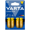 Varta Longlife AA / MN1500 / LR06 Alkaline Batterij (4 stuks, 2900 mAh)