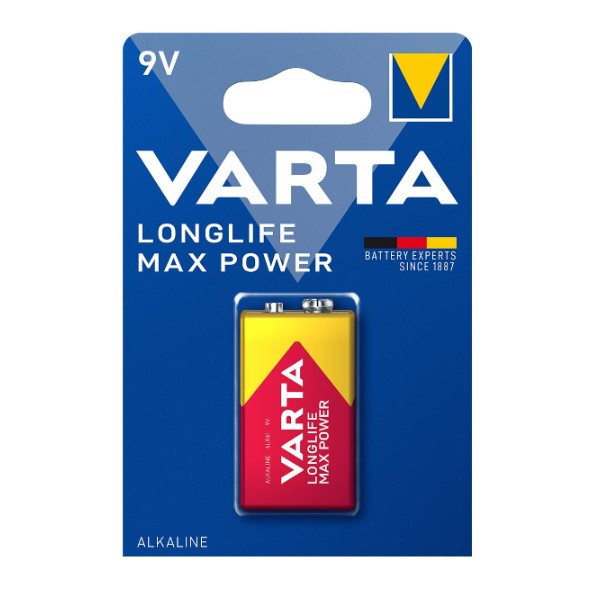Varta Longlife Max Power 9V / 6LR61 / E-Block Alkaline Batterij 1 stuk AVA00449 - 1