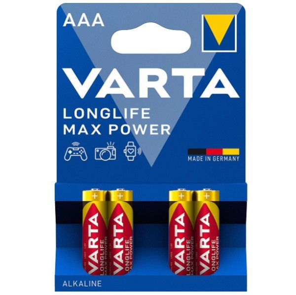 Varta Longlife Max Power AAA / MN2400 / LR03 Alkaline Batterij (4 stuks, 1220 mAh) AVA00174 - 1