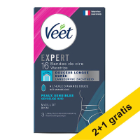 Aanbieding: 3x Veet Expert cold wax strips bikinilijn gevoelige huid (16 stuks) SVE01051