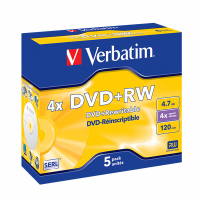 Verbatim DVD+RW rewritable 5 stuks in jewel case 833204