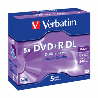 Verbatim DVD+R double layer 5 stuks in jewel case 090157