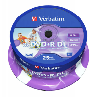 Verbatim DVD+R double layer printable 25 stuks op spindel 833208