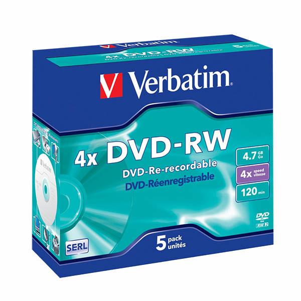 Verbatim DVD-RW rewritable 5 stuks in jewel case 833217 - 1