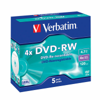Verbatim DVD-RW rewritable 5 stuks in jewel case 833217