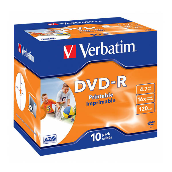 Verbatim DVD-R printable 10 stuks in jewel case 090160 - 1
