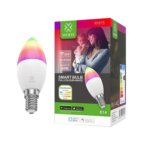 WOOX R9075 Slimme led lamp E14 RGB+CCT (RGB + 2700 - 6500K) R9075 LWO00038 - 1