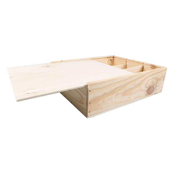 White label 3-fles schuifkist met deksel hout 360 x 296 x 96 mm (5 stuks) 479006 402924 - 1