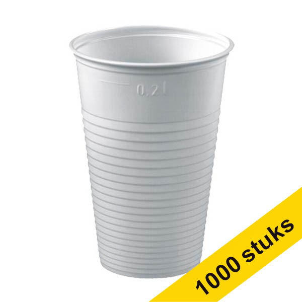 Aanbieding: 10x Wegwerpbeker plastic wit 200 ml (100 stuks) 402962 - 1