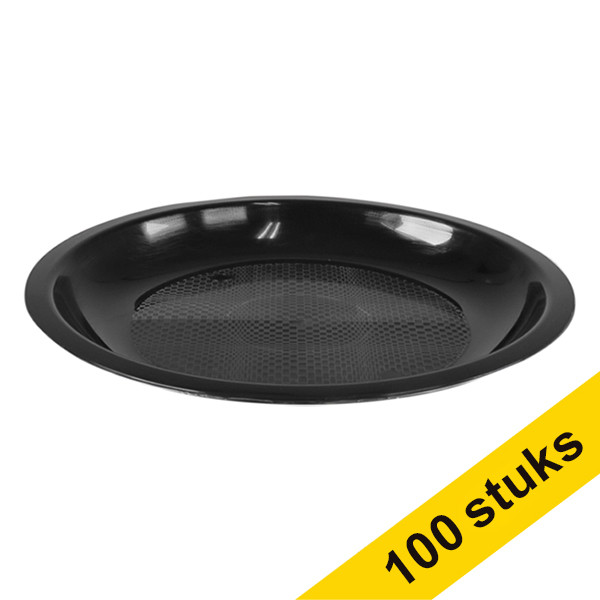 Aanbieding: 4x Goldplast herbruikbaar bord 22 cm zwart (25 stuks) 402759 - 1