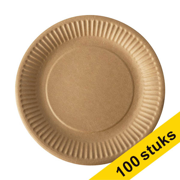 Aanbieding: 5x Conpax Pure wegwerpbord karton bruin 19 cm (20 stuks) 402974 - 1