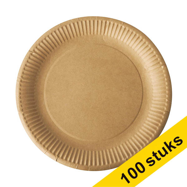 Aanbieding: 5x Conpax Pure wegwerpbord karton bruin 23 cm (20 stuks) 402976 - 1