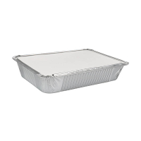 Aluminium festival snackbak met kartonnen deksel 210 x 150 x 40 mm (25 stuks) 423554