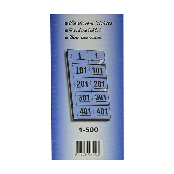 Garderobeblokken blauw nummers van 1 t/m 500 221444 - 1