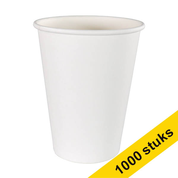 White label Kartonnen koffiebekers wit 400 ml (1000 stuks) 700062 423533 - 1