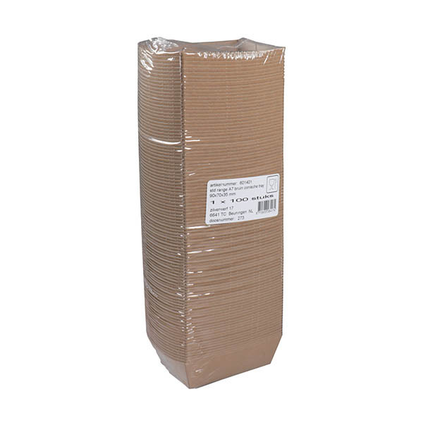 Kartonnen snackbakje A7 bruin 90 x 70 x 35 mm (100 stuks) 423550 - 2