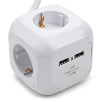 White label Nedis stekkerblok met 4 stopcontacten en USB wit (1.5 meter) EXSOC415UFWT K150305400