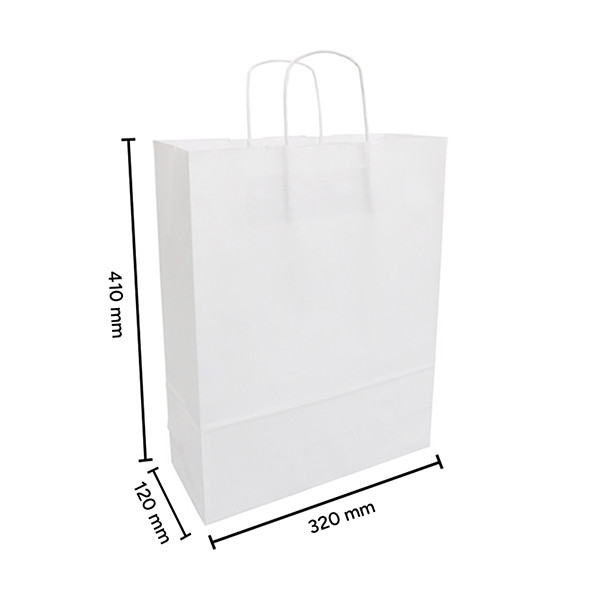 Papieren draagtas wit 320 x 410 x 120 mm (100 stuks) 402709 - 3
