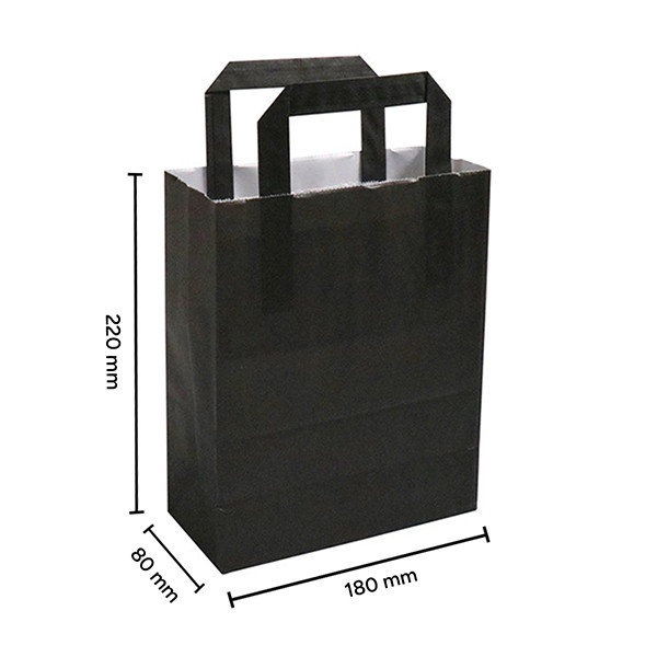 Papieren draagtas zwart 180 x 220 x 80 mm (250 stuks) 402879 - 3