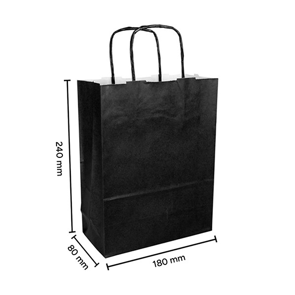 Papieren draagtas zwart 180 x 240 x 80 mm (100 stuks) 402710 - 3