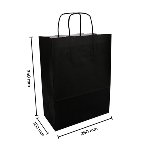 Papieren draagtas zwart 260 x 350 x 120 mm (100 stuks) 402711 - 3