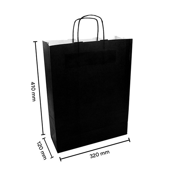 Papieren draagtas zwart 320 x 410 x 120 mm (100 stuks) 402712 - 3