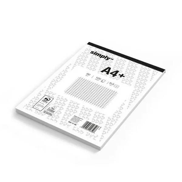 White label Simply schrijfblok A4 geruit 5 mm 60 grams 100 vel (5 stuks) 148508 068822 - 1
