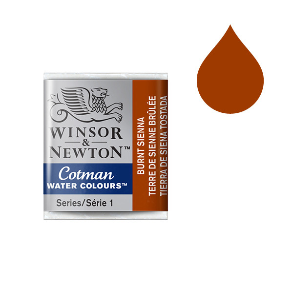 Winsor & Newton Cotman aquarelverf 074 burnt sienna (halve nap) 301074 410467 - 1