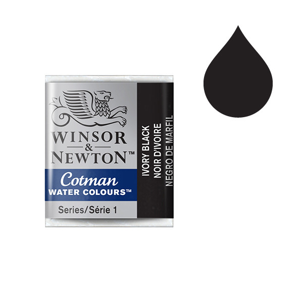 Winsor & Newton Cotman aquarelverf 331 ivory black (halve nap) 301331 410487 - 1