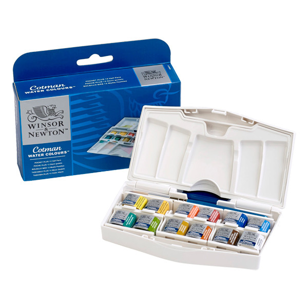 Winsor & Newton Cotman pocket plus aquarelverfset (12 halve napjes) 390373 410512 - 1