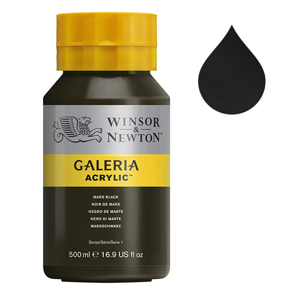 Winsor & Newton Galeria acrylverf 386 mars black (500 ml) 2150386 410082 - 1
